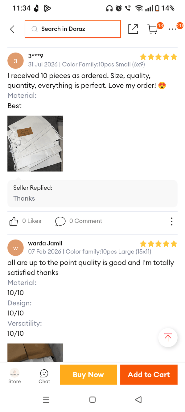 Customer review from our Daraz store