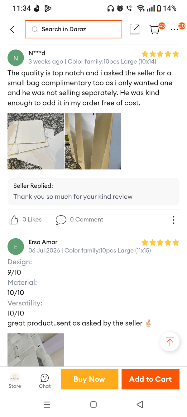 Customer review from our Daraz store