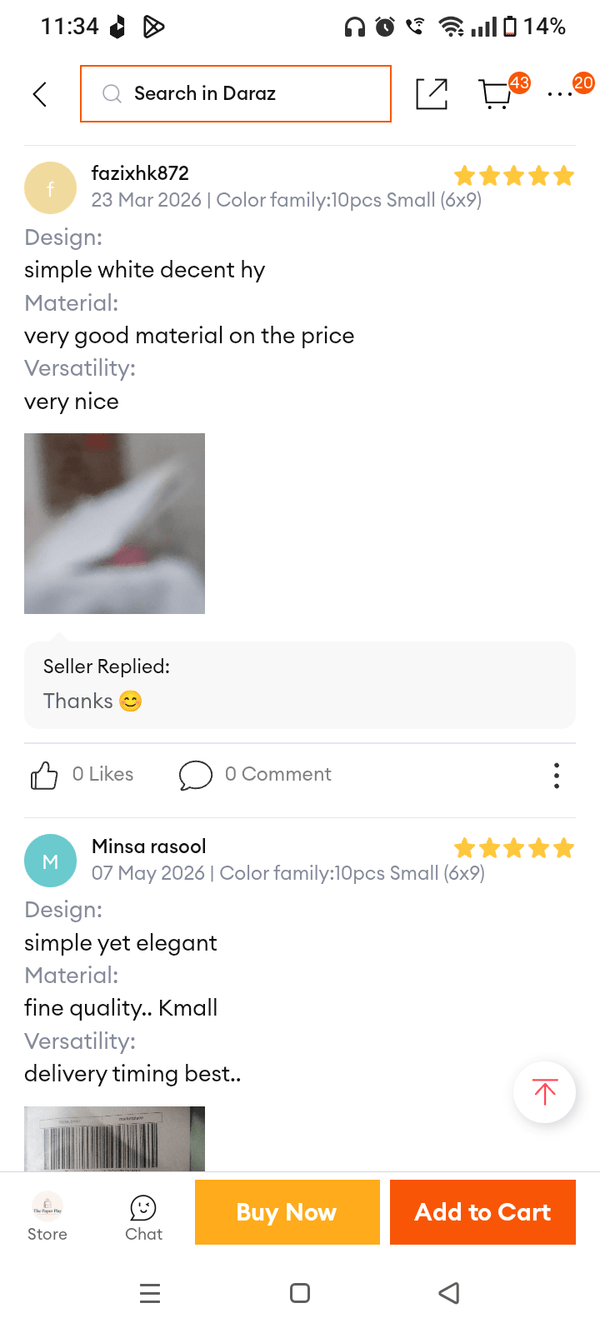 Customer review from our Daraz store