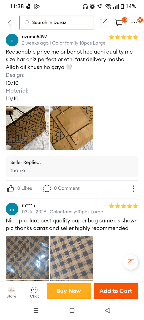 Customer review from our Daraz store