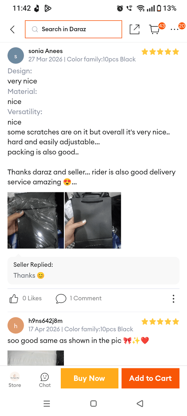 Customer review from our Daraz store