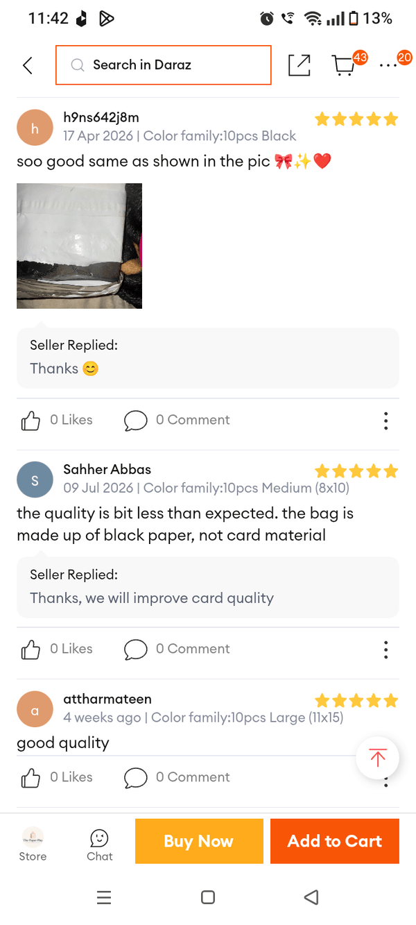 Customer review from our Daraz store
