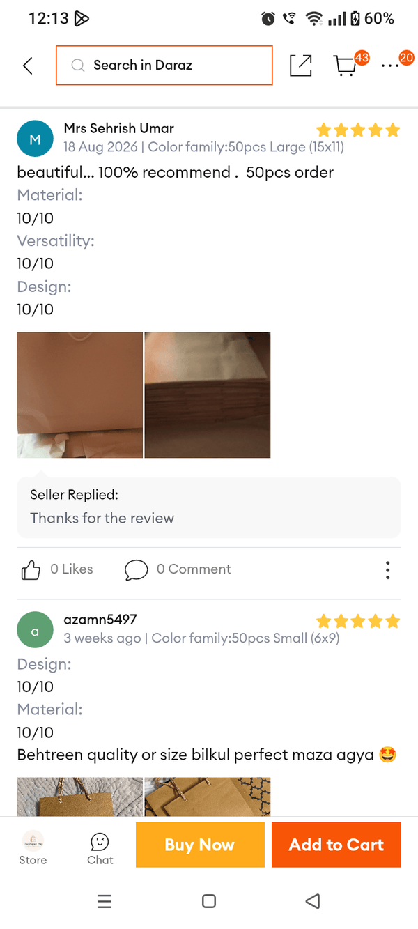 Customer review from our Daraz store